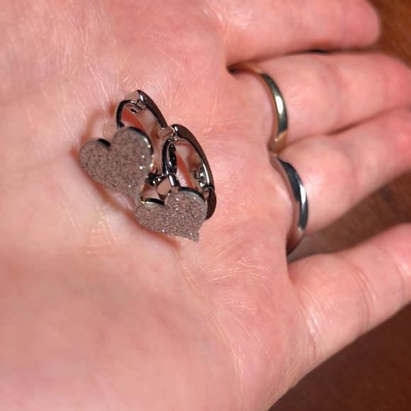 3/$25 NWT Sparkly Heart Hoop Earrings - Picture 2 of 5